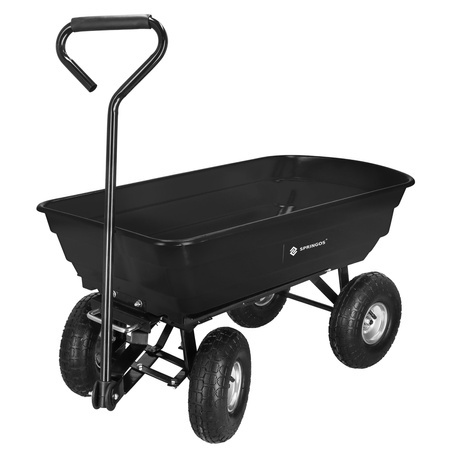 Wózek transportowy ogrodowy z funkcją wywrotki przyczepka metalowa 250 kg czarny