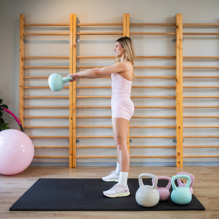 Kettlebell miękki 8 kg ciężar do ćwiczeń, kula treningowa, fitness, turkusowy