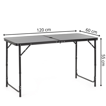 Stolik turystyczny 120x60cm kempingowy stół piknikowy składany ogrodowy, walizka czarny