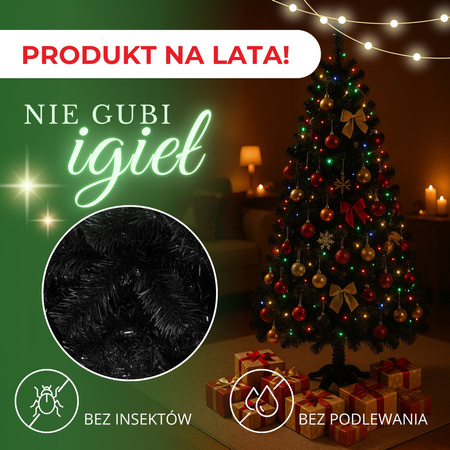 Choinka sztuczna, jodła 150 cm nowoczesne drzewko bożonarodzeniowe czarne