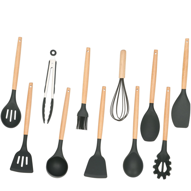 Przybory kuchenne 12 szt. akcesoria do kuchni silikonowe grafitowe