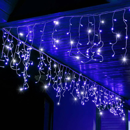 Kurtyna świetlna 500 led niebieski, flash biały zimny girlanda, lampki wewnętrzno-zewnętrzne sople