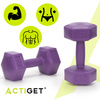 Hantle 2x2kg hexagonalne do ćwiczeń fitness ciężarki zestaw 2 szt. fioletowe